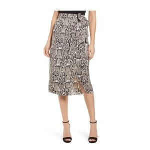 Snakeskin midi wrap skirt